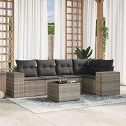 vidaXL 6 pcs conj. sofás jardim com almofadões vime PE cinzento-claro