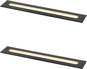 Conjunto de 2 focos de chão modernos pretos 50 cm incl. LED IP65 - Eline