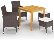 vidaXL 5 pcs conjunto de jantar para jardim castanho