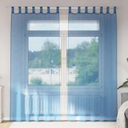 vidaXL Cortinas de voile com bolsos para varão 2 pcs azul real