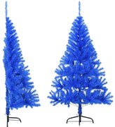 vidaXL Meia árvore de Natal artificial com suporte 120 cm PVC azul