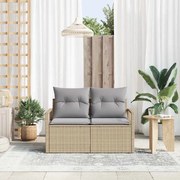 vidaXL Sofá de Jardim 2 Lugares com Armazenamento e Almofadas Bege em Rattan Sintético