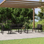 5 pcs conjunto lounge jardim com almofadões alumínio antracite