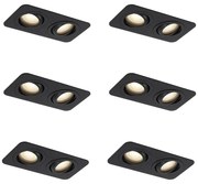 Conjunto de 6 focos embutidos redondos pretos GU10 50mm giratórios e inclináveis IP44 2-Light - Alberto Moderno