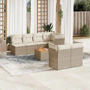 vidaXL 8 pcs conjunto de sofás p/ jardim com almofadões vime PE bege