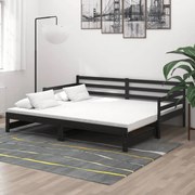 Estrutura sofá-cama de puxar 2x(90x200) cm pinho maciço preto