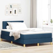 vidaXL Cama Box com colchão com cabeceira Azul 120 x 200 cm tecido