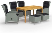 vidaXL 7 pcs conjunto de jantar para jardim cinzento-claro