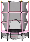 HOMCOM Trampolim para Crianças com Rede de Segurança e Estrutura de Aço para Interiores e Exteriores Carga 50kg Ø140x190 cm Rosa