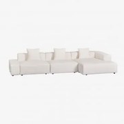 Sofá Modular Chaise Longue De Canto Direito De 3 Peças (↔︎375 Cm) Bruna Bouclé Blanco - Sklum