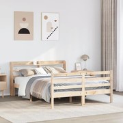 vidaXL Estrutura de cama com cabeceira 140x200 cm pinho maciço