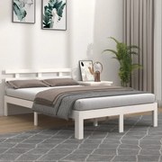 Estrutura de cama 140x190 cm madeira maciça branco