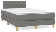 vidaXL Cama box spring c/ colchão e LED 120x190 cm tecido cinza-escuro