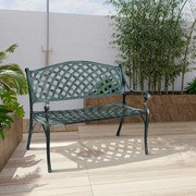 Banco de Jardim de Alumínio Fundido com Encosto para Jardim Design de Grade de Encosto Jardim Terraço Varanda Verde Antigo