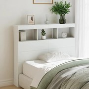 vidaXL Armário de cabeceira com luzes LED 120x17x102 cm branco