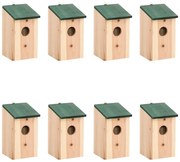 vidaXL Casas para pássaros 8 pcs madeira 12x12x22 cm