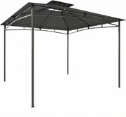 Outsunny Pavilhão 3x3 m Impermeável Estável Resistente ao Inverno Pavilhão de jardim com estrutura superior retrátil Teto duplo Cinza escuro | Aosom Portugal