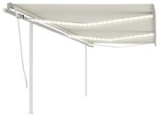 Toldo retrátil manual com LED 6x3 m cor creme