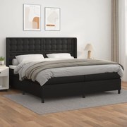 vidaXL Cama com molas/colchão 200x200 cm couro artificial preto