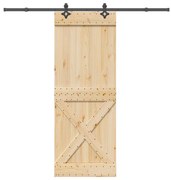 vidaXL Porta de correr com ferragens 85x210 cm madeira de pinho maciça