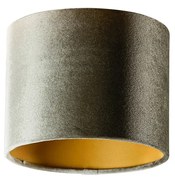 Abajur de Veludo Verde com Interior Dourado 18/18/14