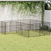 Parque para cães com 12 painéis aço galvanizado preto