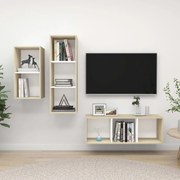 vidaXL 3 pcs conj. móveis TV derivados madeira branco/carvalho sonoma