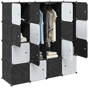 vidaXL Organizador cubos armazenamento com 16cubos varões suspensos PP