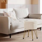 Banco com espaço de arrumação e 4 pés metálicos branco creme