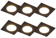 Conjunto de 6 focos embutidos pretos com LED regulável em 3 etapas IP65 - Simply Moderno