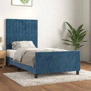 vidaXL Estrutura de cama sem colchão 100x200 cm veludo azul-escuro