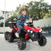 Moto 4 Elétrico Infantil com 6 Rodas para Crianças com Luzes LED USB Integradas 129 x 69 x 72 cm Vermelho