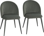 HOMCOM Conjunto 2 Cadeiras de Jantar em Veludo, Cadeiras de Cozinha com Encosto Curvo em Forma de Concha, Pernas em Aço, Estilo Nórdico, Cadeira Estofada para Cozinha, Quarto, Sala de Estar, Cinzento | Aosom Portugal