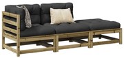 vidaXL 3 pcs conjunto sofás de jardim c/ almofadões pinho impregnado