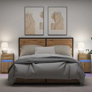 vidaXL Criado-mudo LED 2 pcs carvalho artisiano 38 x 34 x 61 cm