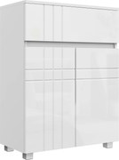 Kleankin Armário de Armazenamento para Banheiro em Pé Armário com 2 Portas 1 Gaveta Prateleira Ajustável Branco Laqueado | Aosom Portugal