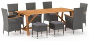 vidaXL 9 pcs conjunto de jantar para jardim cinzento