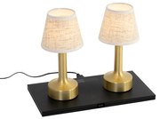 LED Conjunto de 2 Candeeiros de Mesa Dourados com Bege RGBW Recarregáveis - Elise Moderno