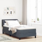 vidaXL Cama Box com colchão em Cinza Escuro, 100x200 cm, Veludo
