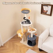 Árvore para gatos de 160 cm para ambientes internos com postes de arranhar de sisal e tábua