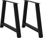 vidaXL Pés para mesa de jantar em formato A, 2 peças, preto, 100x(72-73) cm, aço