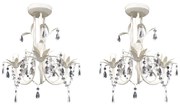 Lustres de teto com contas de cristal 2 pcs branco elegante