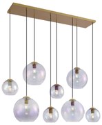 Candeeiro suspenso Art Déco dourado com vidro arco-íris 8-luzes - Sandra