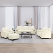 vidaXL 4 pcs conjunto de sofás com almofadas veludo cor creme