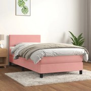 vidaXL Cama com molas/colchão 90x190 cm veludo rosa