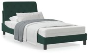 Estrutura de cama c/ cabeceira 100x200 cm veludo verde-escuro