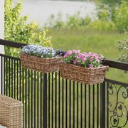 vidaXL Cesta de Plantador Suspensa 2 pcs Castanho 48 x 22 x 15 cm