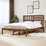 Estrutura de cama 140x190 cm pinho maciço castanho-mel