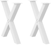 vidaXL Pés para mesa de jantar em formato de X, 2 peças, branco, 70x(72-73) cm, aço