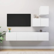 4 pcs conjunto de móveis de TV contraplacado branco